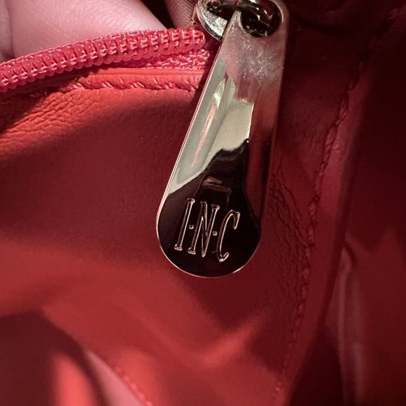 INC International Concepts Reyna Popsicle Tote Faux Leather Large Bag Red Yellow - Picture 6 of 14